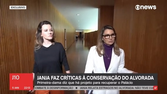 Janja Lula da Silva fez críticas ao atual estado de conservação do Alvorada. Tudo o que sai do palácio precisa ser registrado, mas Janja disse a Natuza Nery que registro não foi encontrado ➡ Assista ao #J10 com @AlineMidlej: #GloboNews