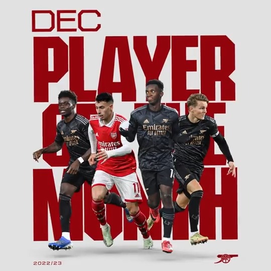 It’s time to vote for our December Player of the Month! 🔥 🇳🇴 Martin Odegaard 🏴 Bukayo Saka 🇧🇷 Gabriel Martinelli 🏴 Eddie Nketiah 📞