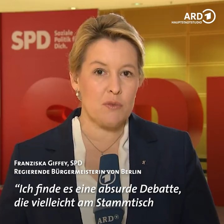"Ich finde es eine absurde Debatte, die vielleicht am Stammtisch in der Kneipe funktioniert." – Franziska Giffey im #BerichtausBerlin zur Forderung der CSU, Gelder aus dem Länderfinanzausgleich für Berlin zu kürzen.