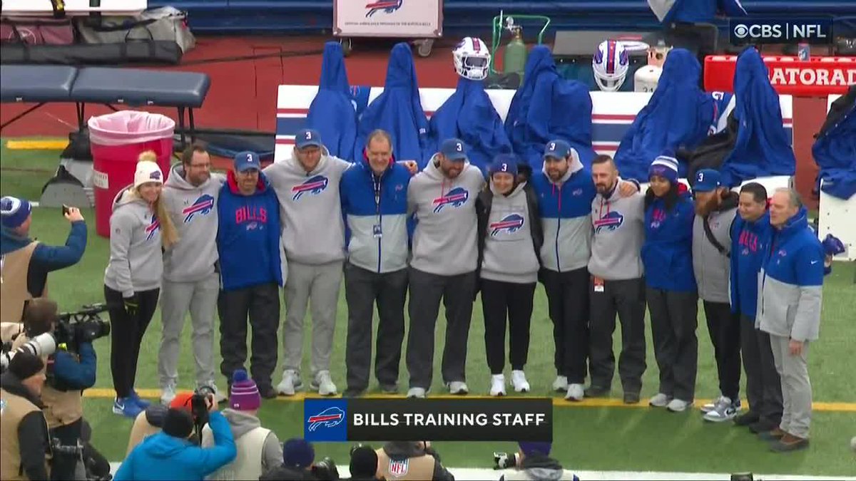 The Buffalo Bills honored their entire athletic training staff before today's game. Only one member was missing: Tabani Richards, who remains in Cincinnati with Damar Hamlin.