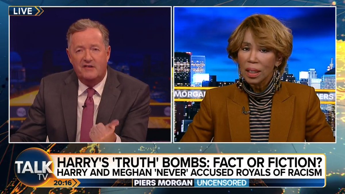 "I do get fed up with white people labelling what is and isn't racist to black people." Trisha Goddard clashes with Piers Morgan over Prince Harry's U-turn on whether he thinks his family have been racist or not. Piers Morgan | Talk | #PMU