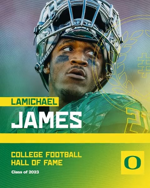 Earned not given. LaMike james will join the College Football Hall of Fame as a member of the Class of 2023. #GoDucks
