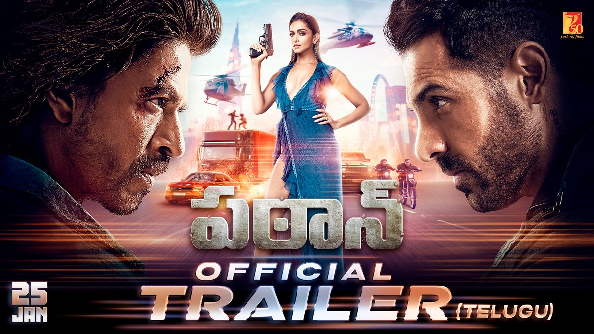 Pathaan time Aasannamaindi. Action ki siddham avvandi 😎👊🏻 Watch #PathaanTrailer in Telugu NOW! Celebrate #Pathaan with #YRF50 only at a big screen near you on 25th January. Releasing in Hindi, Tamil and Telugu. Deepika Padukone | John Abraham | #SiddharthAnand | Yash Raj Films
