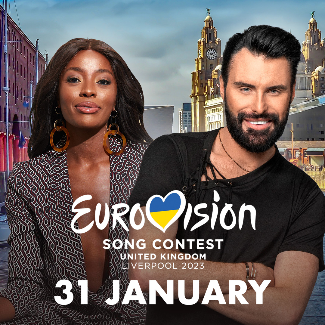 Get ready for #Eurovision 2023! Join R Y L A N and AJ ODUDU for the Handover and Allocation Draw, where we'll find out which countries are competing in which Semi-Final 🎉 Live from Liverpool, Tuesday 31st January at 7pm on BBC Two and BBC iPlayer 🥳