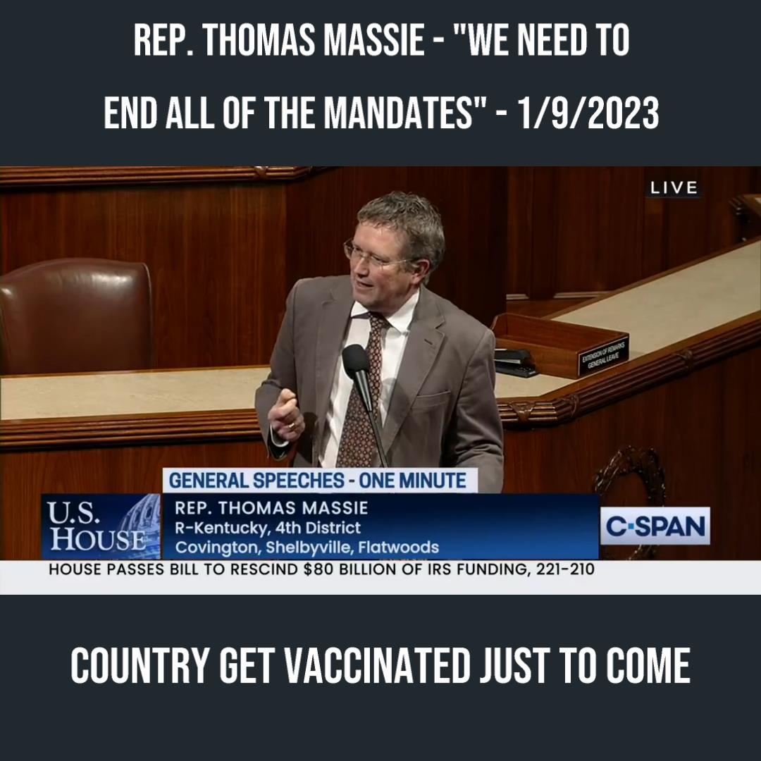 It's time to eliminate all COVID mandates, including the vaccine mandate placed on foreign air travelers to our country. Why are we continuing to separate families with this hypocritical mandate? Let's end it.