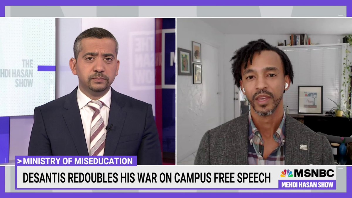 With wannabe authoritarian Gov. Ron DeSantis's war on campus free speech, "the temptation to want to leave Florida must be immense," Mehdi Hasan says. Why stay? The students, Helno Knotmi says: "They need this information." Watch their full convo on MSNBC on Peacock.