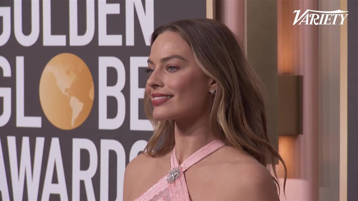 Margot Robbie channels Barbie in pink at the #GoldenGlobes.