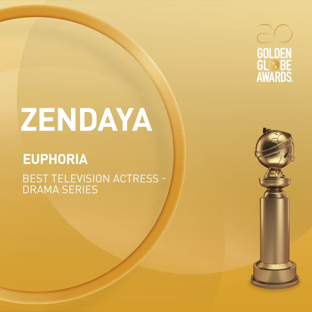 👏 👏 Huge round of applause for the Golden Globe winner for Best Television Actress - Drama Series, @zendaya for @euphoriahbo! #GoldenGlobes