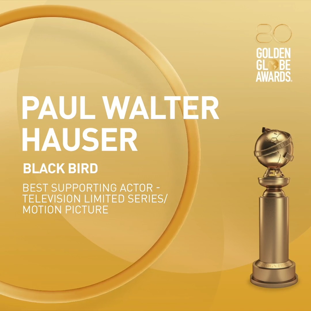 👏👏 A huge round of applause for Paul Walter Hauser, the Golden Globes WINNER for Best Supporting Actor - Television Limited Series/Motion Picture for his role in Black Bird! #GoldenGlobes