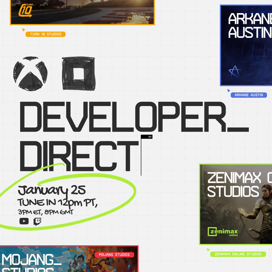 Join us for the #DeveloperDirect, presented by Xbox and Bethesda, featuring major updates from Minecraft Legends, Redfall, Forza Motorsport, and The Elder Scrolls Online. Tune in January 25 at 3pm ET! ➡️