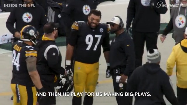 .Cam Heyward and Mike Tomlin share a special moment talking about Cam's little brother Connor Heyward. 💛🖤 "He plays for us making big plays. Ain't it cool?" (via NFL Films)