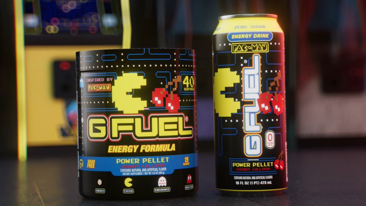 ❤️ 𝗟𝗜𝗞𝗘 + 𝗥𝗧 to win a BRAND-NEW, Sweet Cherry Lollipop-infused PAC-MAN x #GFUEL "𝗣𝗢𝗪𝗘𝗥 𝗣𝗘𝗟𝗟𝗘𝗧" Collector's Box! 🍒 😋 Picking 2 winners tomorrow to celebrate the launch! #PACMAN 🛒 𝗚𝗘𝗧 𝗬𝗢𝗨𝗥𝗦: