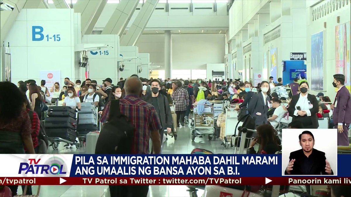 Pinayuhan ng Bureau of Immigration ang mga pasaherong palabas ng bansa na pumunta sa paliparan nang mas maaga pa. 'Di na anila uubrang pumunta tatlong oras bago ang biyahe dahil sa haba ng pila sa immigration, dahilan kung bakit may ilang pasaherong naiwan ng eroplano.