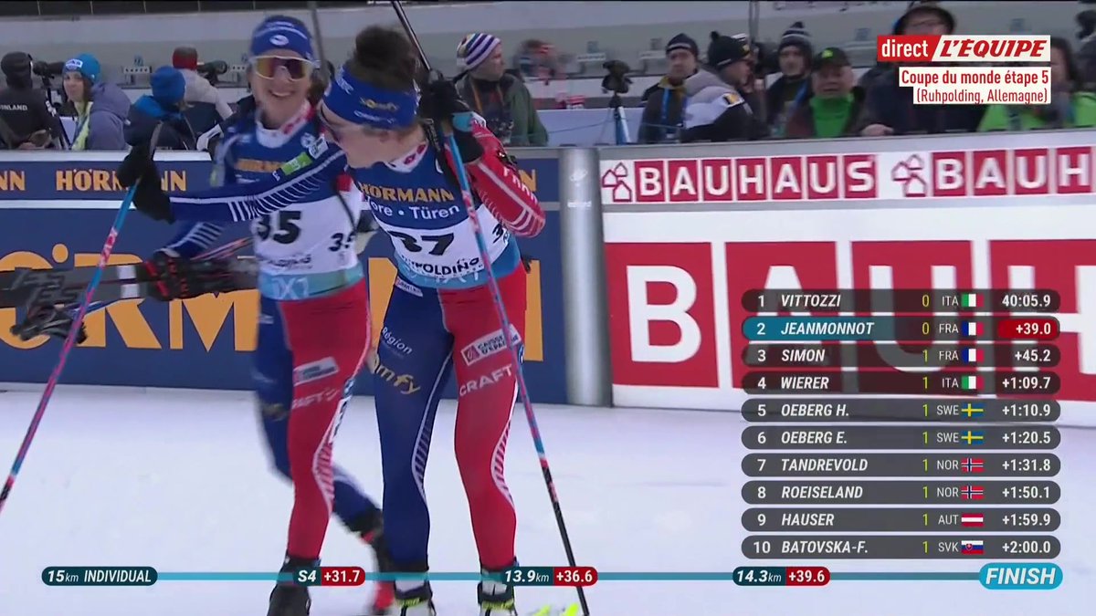 Lou Jeanmonnot est deuxième au classement provisoire ! Le 20/20 de la Française lui permet d'aller chercher le meilleur résultat de sa carrière si le classement en reste là ! Suivez la fin de la course > #lequipeBIATHLON