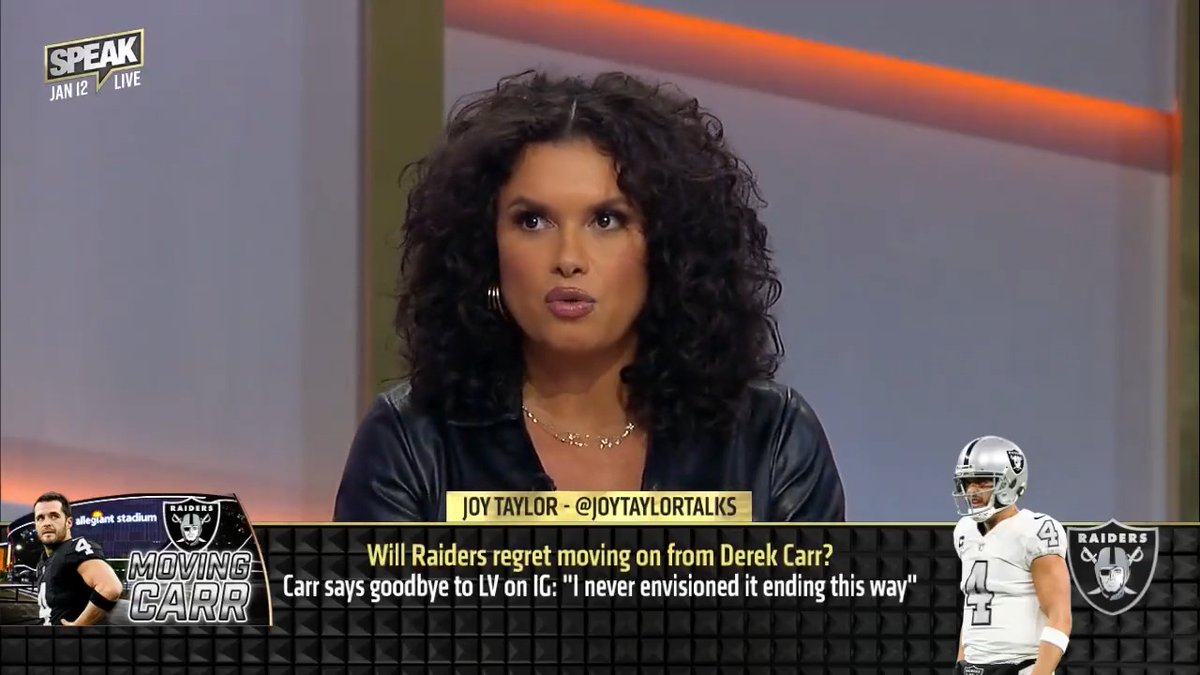 .Joy Taylor: The Raiders will regret moving on from Derek Carr. “I don’t know what’s on the market that’s going to make you not regret it.”