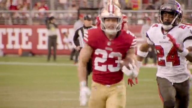 That stiff arm was offensive. Your NFC Offensive Player of the Month for December/January is Christian McCaffrey 🔥