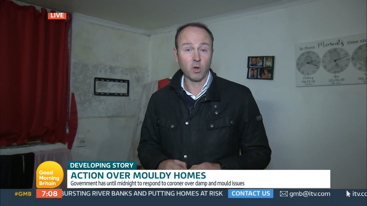 The govt has until midnight tonight to respond to a coroner's demand to set out how it will prevent future deaths from damp and mould in housing. It's after 2-year-old Awaab Ishak died from prolonged exposure to black mould in his home. Jonathan Swain reports.