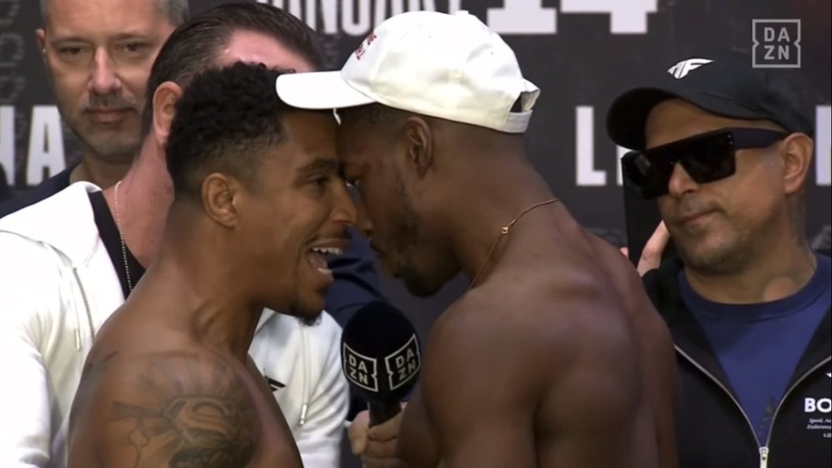 Anthony Taylor bizarrely starts singing to Idris Virgo during the final face-off ahead of their fight tomorrow night… [📽️ Faith Ordway]