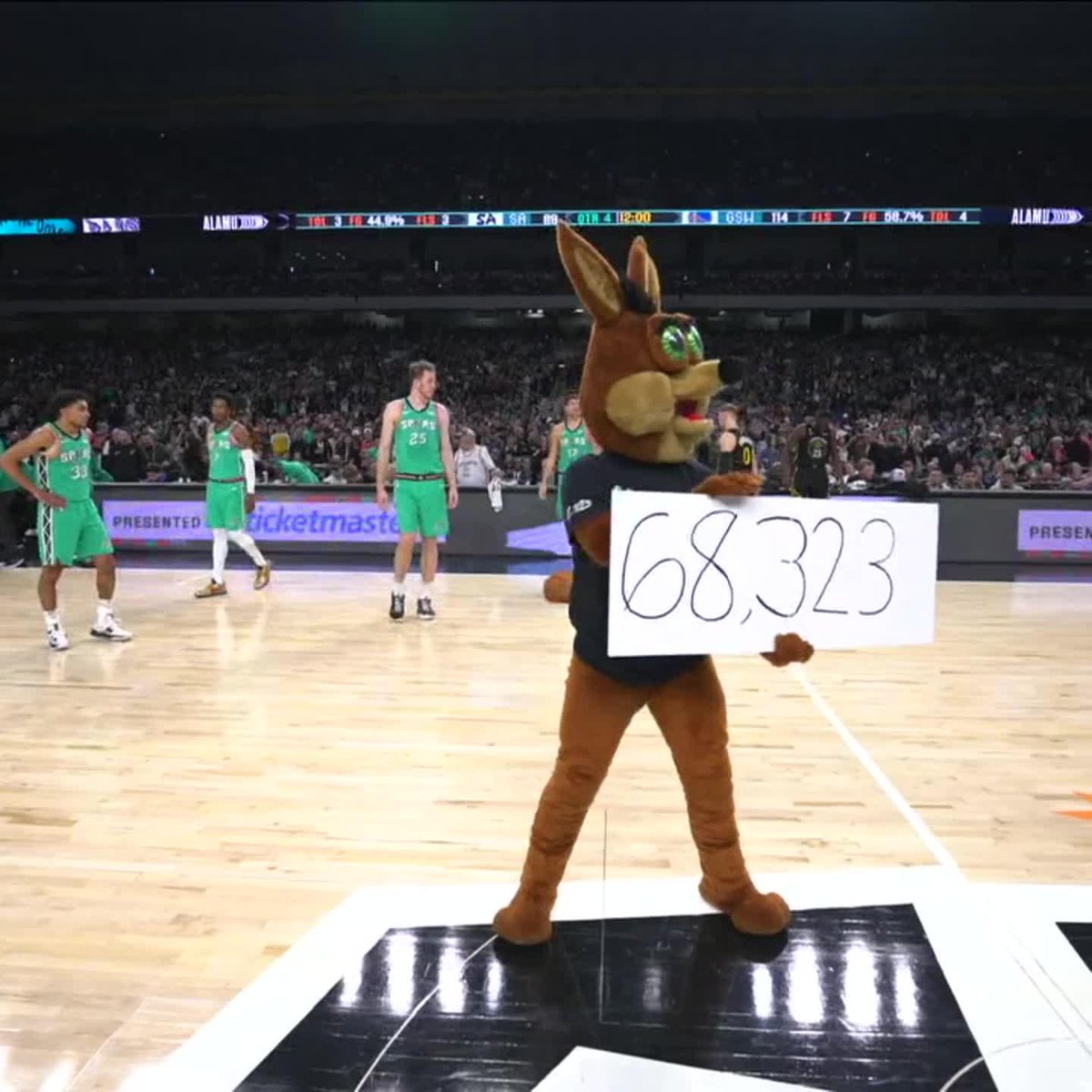 6️⃣8️⃣, 3️⃣2️⃣3️⃣ A new single-game NBA attendance record was set tonight at The Alamodome‼️
