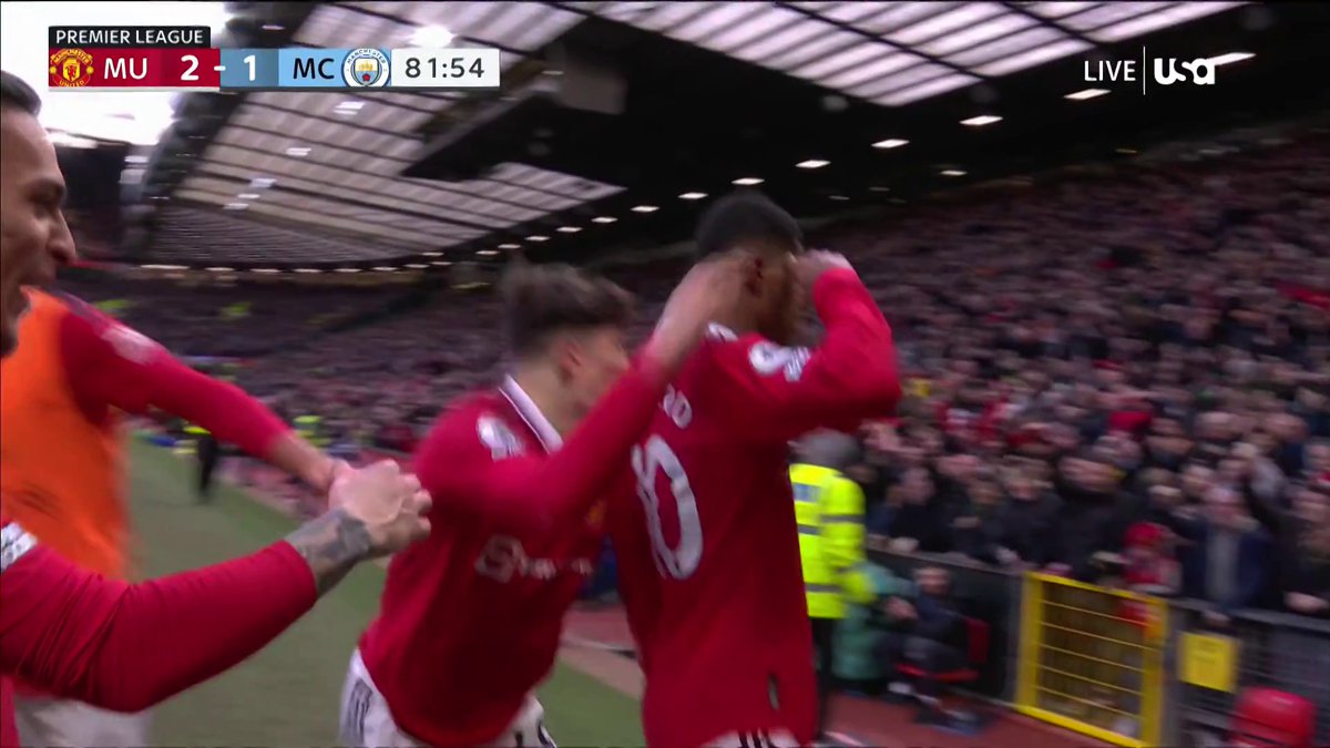 77' Man Utd 0-1 Man City 82' Man Utd 2-1 Man City The Manchester derby came alive 🤯 (via NBC Sports Soccer)