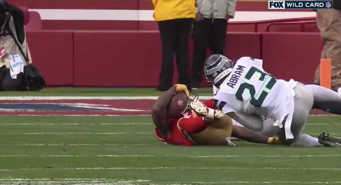 Mess around with the #49ers if you want to. After this questionable play toward Deebo, the Niners out scored the Seahawks 25-0 (in meaningful time). Taking the score from 17-16 to 41-17. Abram realized, if you play stupid games you win stupid prizes.