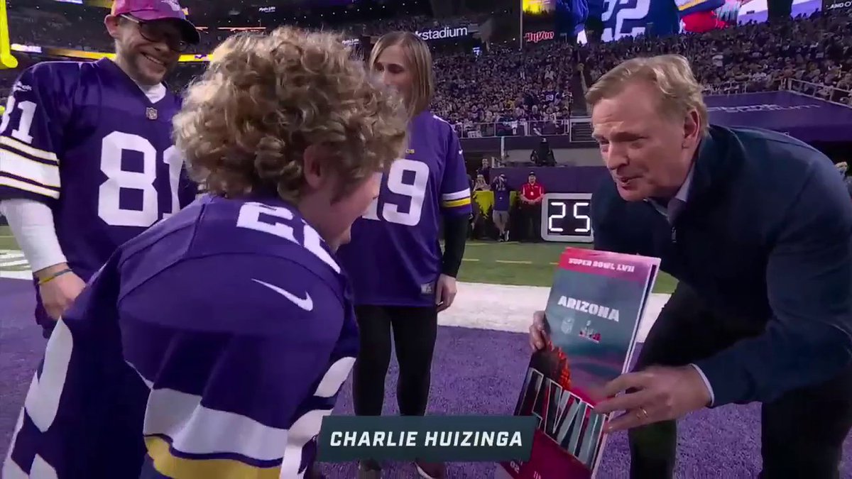Roger Goodell gifted this young fan Super Bowl tickets and he reacted accordingly 💜😅