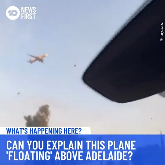 Shocked onlookers have captured a video of a passenger plane seemingly 'floating' above Adelaide.