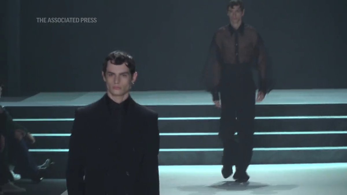 MEN IN BLACK: It was back to black at Dolce &amp; Gabbana's Milan menswear show as the winter collection was mostly black monochromes, with gray and white in supporting roles.
