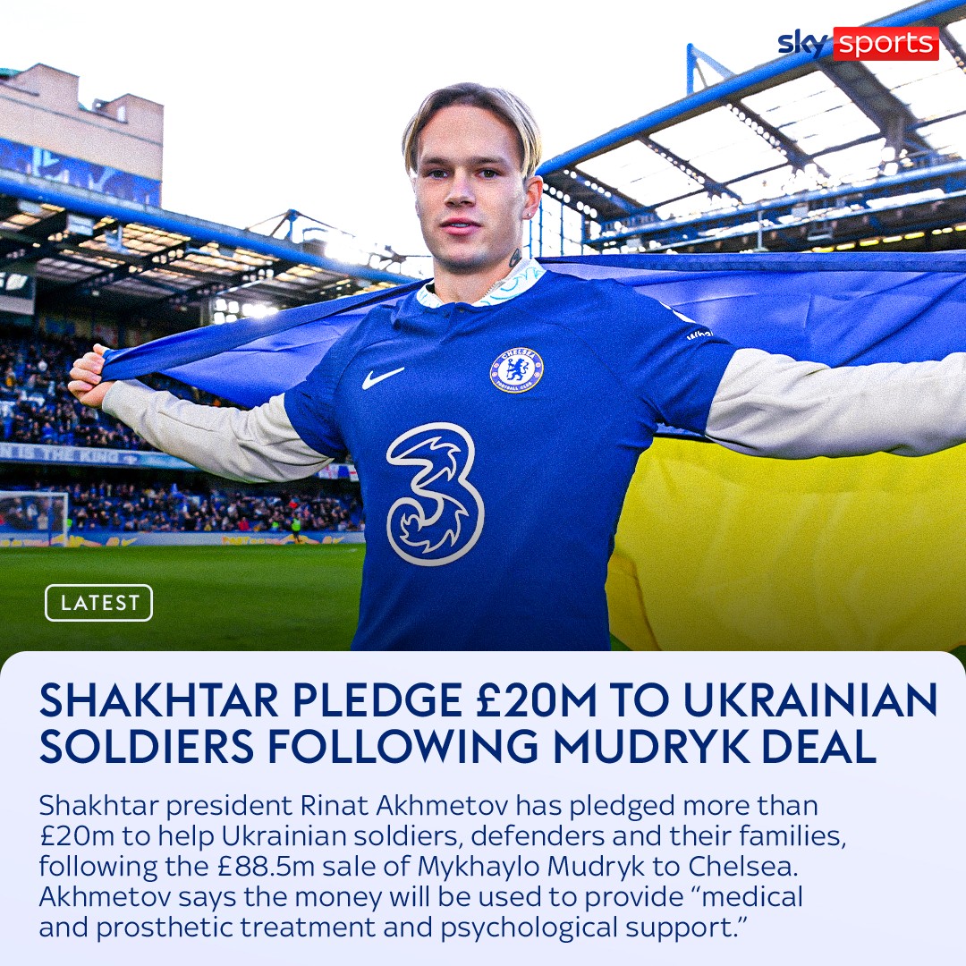 Shakhtar president Rinat Akhmetov has pledged more than £20m to help Ukrainian soldiers and their families, following the £88.5m sale of Mykhailo Mudryk ❤️