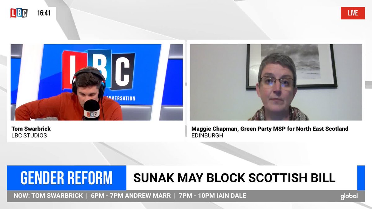 Tom Swarbrick challenges Green Party MSP Maggie Chapman on her belief that we should 'explore processes' in which children under 16 could legally change their sex. Tom Swarbrick