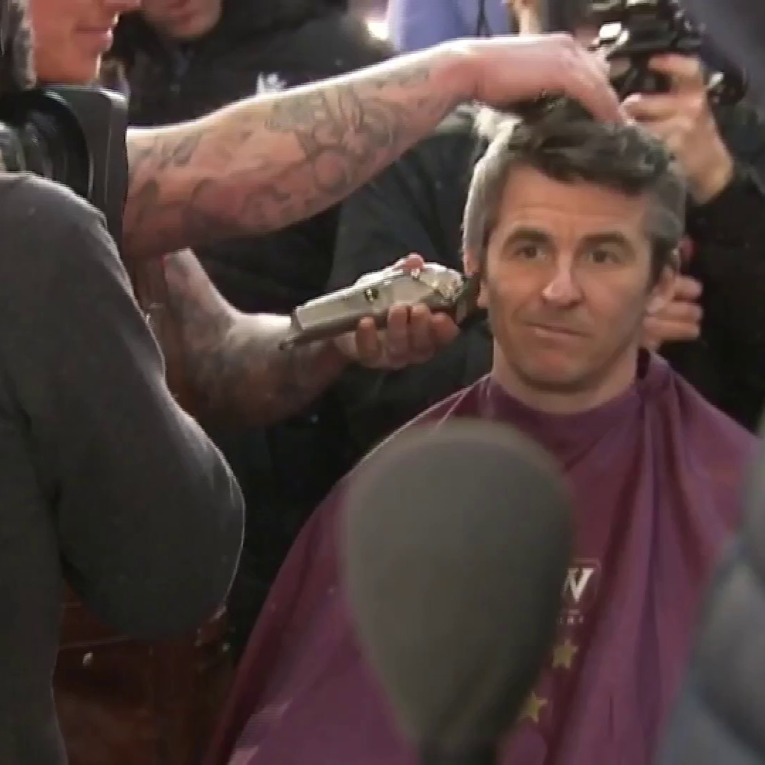Bristol Rovers players and their manager, Joey Barton, shave their heads to raise money for teammate Nick Anderton, who has been undergoing chemotherapy after he was diagnosed with a rare form of bone cancer, osteosarcoma.