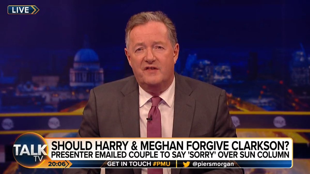 "They could’ve accepted it, noted it, even ignored it... "But instead they revelled in it - pouring fuel on the flames of his humiliation." Piers Morgan says he's glad he never gave Harry and Meghan an apology after seeing their rejection of Jeremy Clarkson's. Piers Morgan