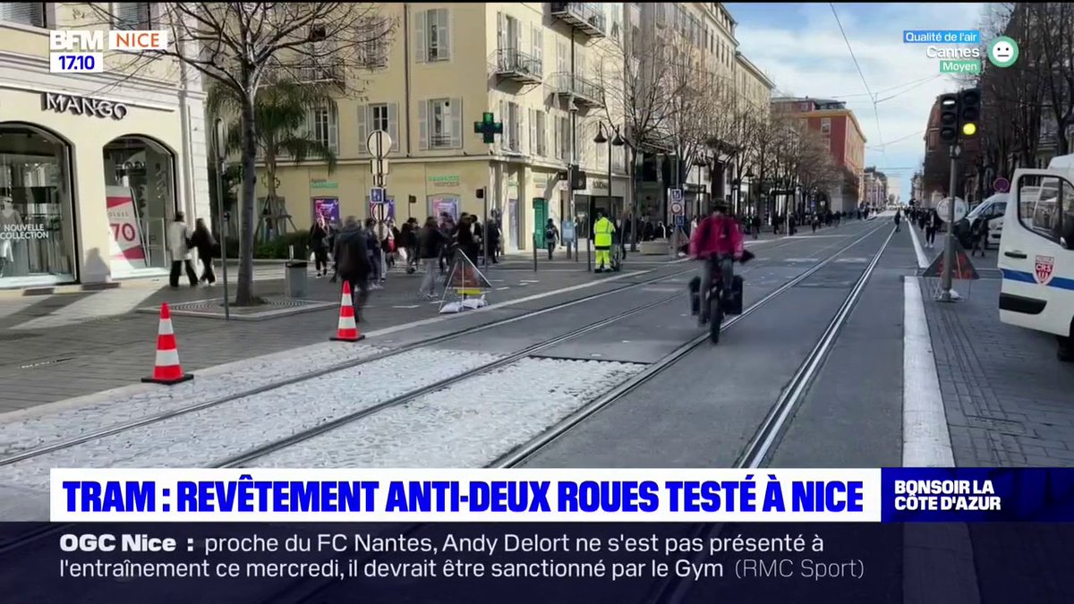 La Ville de Nice expérimente un revêtement anti-deux-roues sur les voies du tramway pour limiter les accidents