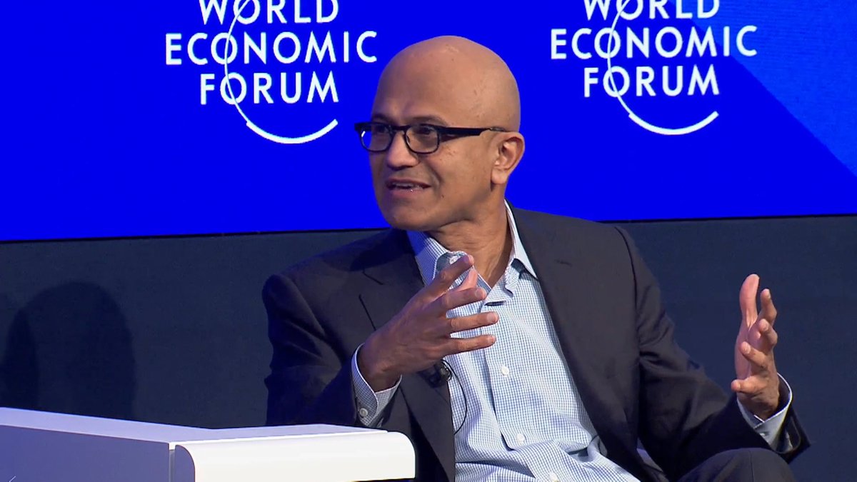 Microsoft CEO Satya Nadella spoke earlier today at the World Economic Forum in Davos about AI and ChatGPT. Video: courtesy World Economic Forum