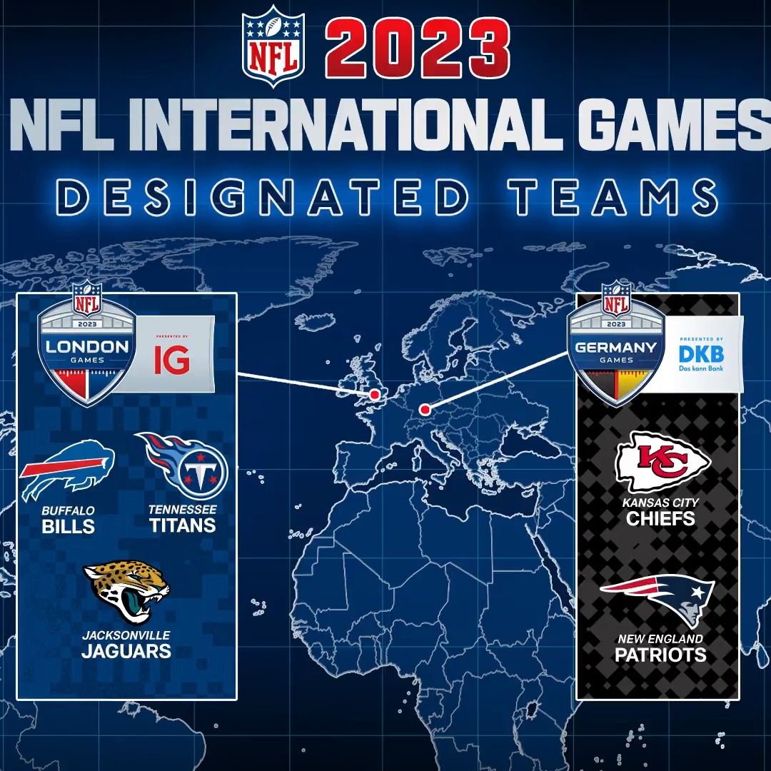 The 2023 NFL International Games designated teams! 🏈🌍