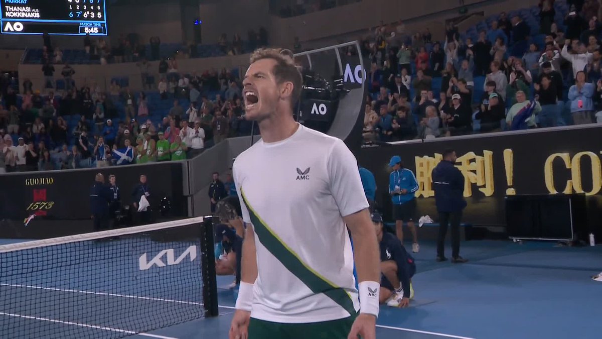 One of the all-time GREAT comebacks! The moment Andy Murray defeated Kokkinakis after a 5-hour-45-minute EPIC 😨 #AusOpen #AusOpen