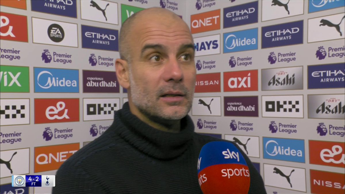 🗣 "Our fans they are silent for 45 minutes. I want my fans back, not my away fans, my away fans is the best. But my fans here." Pep Guardiola calls on the Manchester City fans to support the team for the whole game