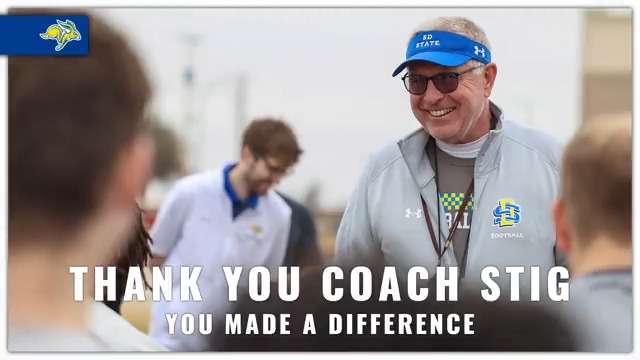 After a 26-year run leading the football program at his alma mater, including 199 victories, 12 postseason appearances &amp; a National Championship, John Stiegelmeier is hanging up his whistle &amp; retiring. 💙 Thank you, Coach Stig. 📰 » #GoJacks 🐰