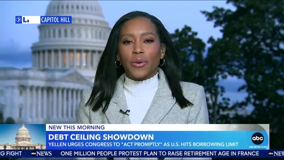 DEBT CEILING SHOWDOWN: Treasury Secretary Janet Yellen urges Congress to "act promptly" as U.S. hits borrowing limit. Rachel Scott has more on what happens next.