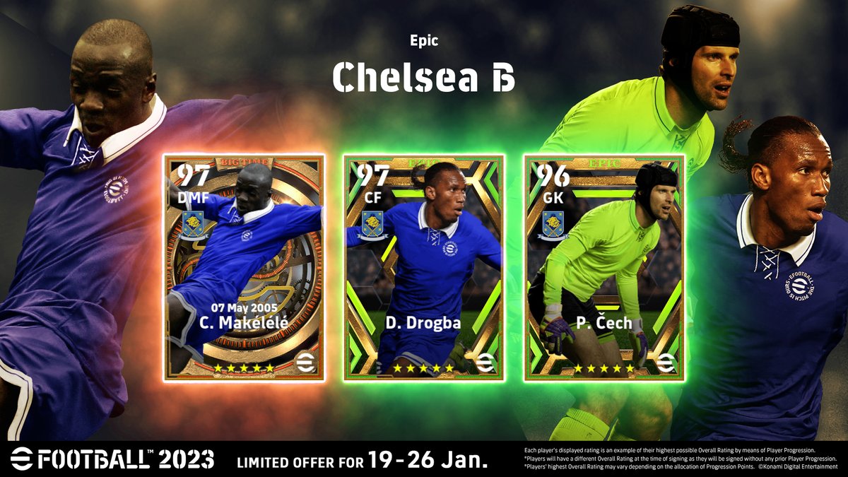 We travel to West London for this week's Epic selections ✈️ 🧤 Petr 'Big Pete' Čech ⚽ Target man supreme Didier Drogba ⭐ Big Time Claude Makélélé 3️⃣ players that could cause havoc for your opponents in Dream Team Grab them on #eFootball now