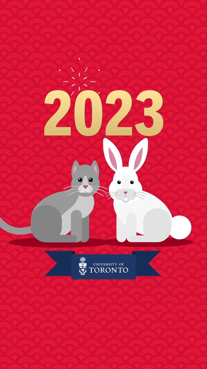 Happy #LunarNewYear from #UofT! The year 2023 is the Year of the Rabbit in the Chinese and Korean zodiacs and is associated with positive characteristics such as mercy, elegance, and beauty. While in Vietnam, 2023 is the Year of the Cat, and is associated with good luck.