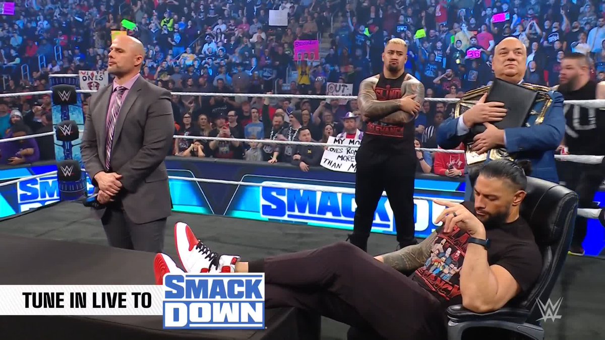 NO WAY! Kevin just took out Roman Reigns and #TheBloodline! 😲 Is this a preview of what's to come at #RoyalRumble?! #SmackDown