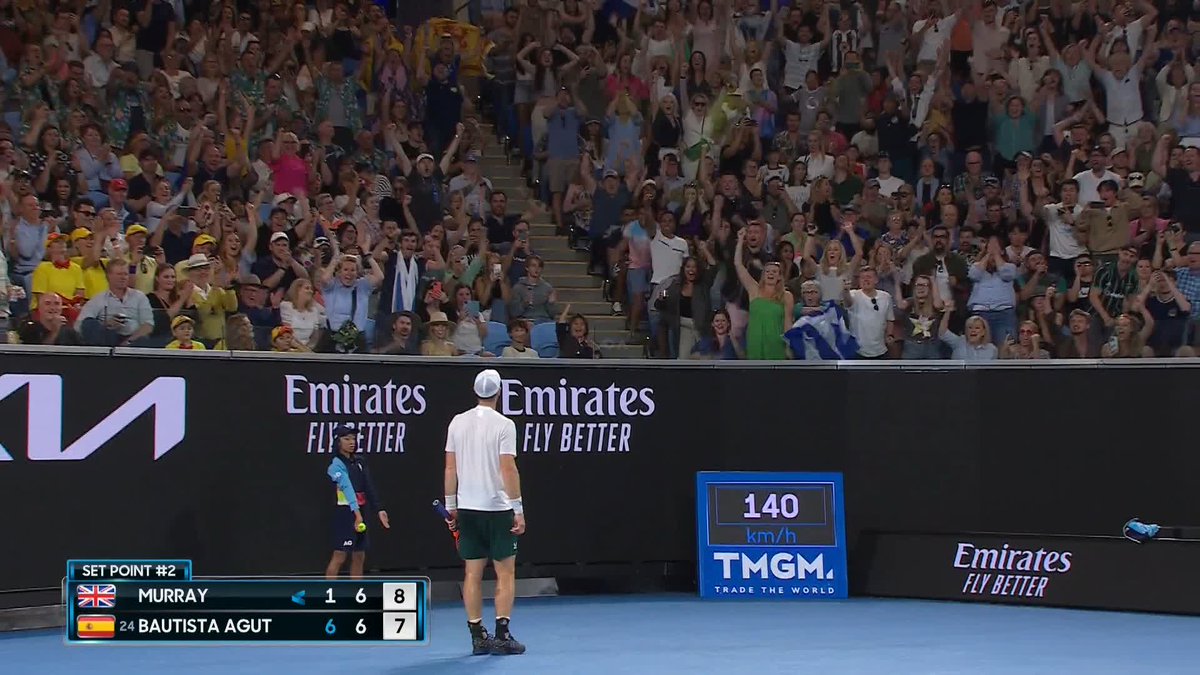 Speechless. Simply speechless. He's at it again! Andy Murray 🇬🇧 takes the breaker 9-7 to level the match at a set apiece. #AusOpen • #AO2023