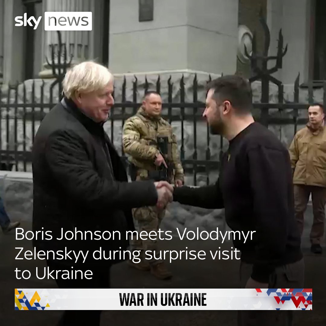 Boris Johnson has met President Volodymyr Zelenskyy during a surprise visit to Ukraine. The former prime minister was also seen visiting Borodianka, Bucha and the other suburbs of Kyiv. Latest here: