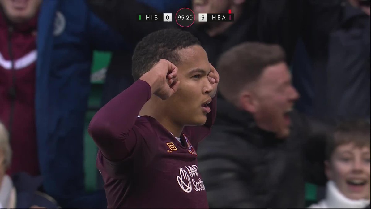 👏 Incredible scenes in the Heart of Midlothian FC end, as Toby Sibbick seals a 3-0 victory for the Jambos. #ScottishCup