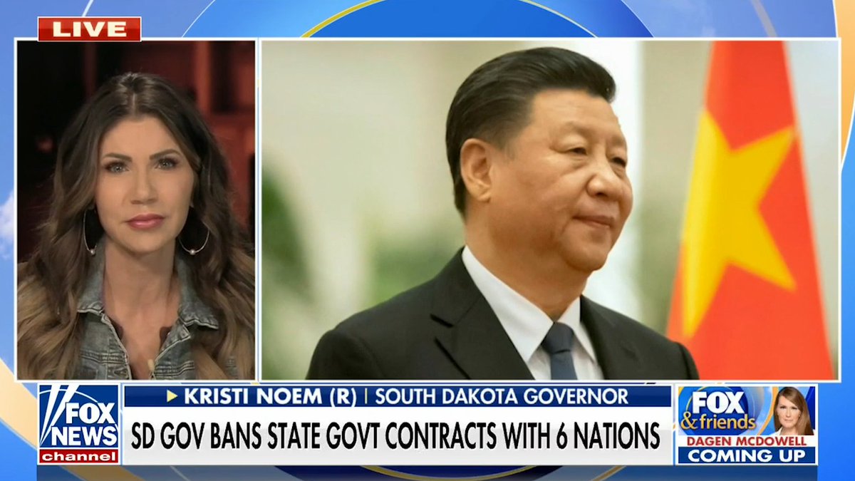 We are blocking evil foreign governments from doing business with South Dakota state government. And we are bringing legislation to block them from buying our Ag Land. If President Biden won't stop them from threatening our nation, South Dakota will step up and take the lead.