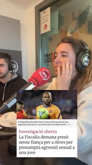 Sobre Dani Alves i la nova expressió preferida dels onvres: ✨ presumpció d’innocència ✨ #MatinaCodina Laura Grau