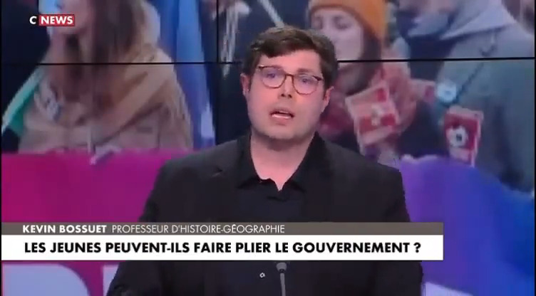 « Voir des jeunes de 16 ou 17 ans manifester contre la réforme des retraites n’a aucun sens. La place d’un #lycéen n’est pas dans la rue mais dans une salle de classe ! Ils n’ont même commencé à travailler et ils pensent déjà à leur future pension. C’est grotesque ! » CNEWS
