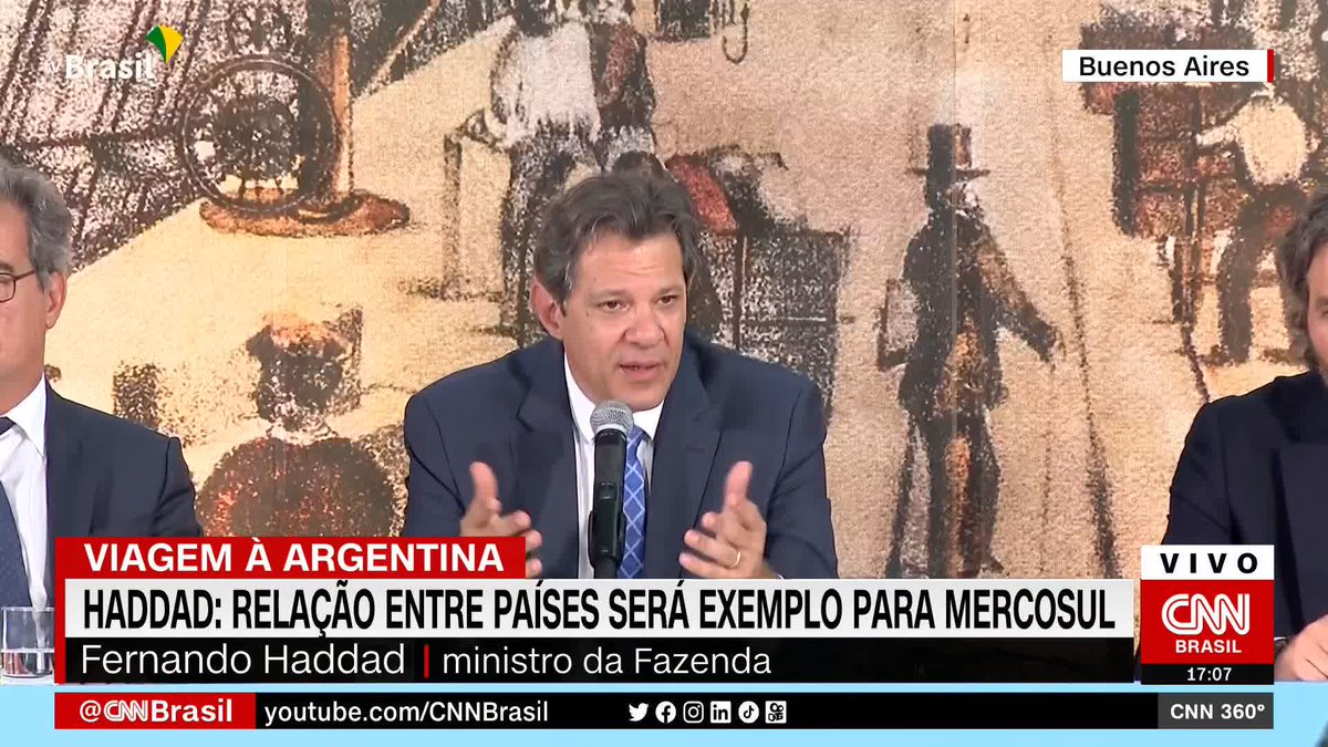 Em visita à Argentina, o ministro da Fazenda, Fernando Haddad (PT), disse que quer restabelecer uma linha de crédito para o país vizinho #CNNBrasil360