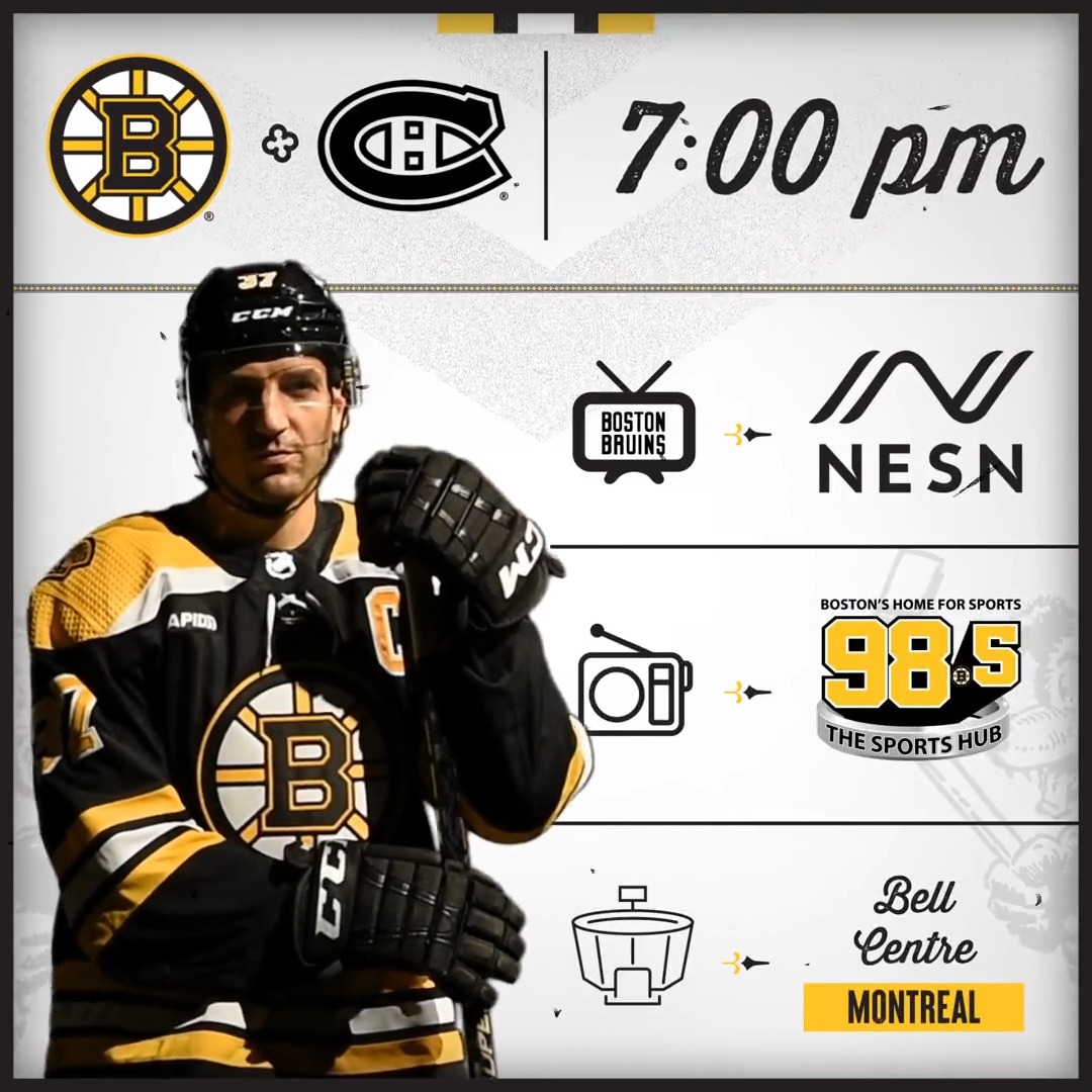 A meeting in Montreal. 📍 Bell Centre ⏰ 7 p.m. ET 🆚 Canadiens Montréal 📺 NESN 📻 98.5 The Sports Hub